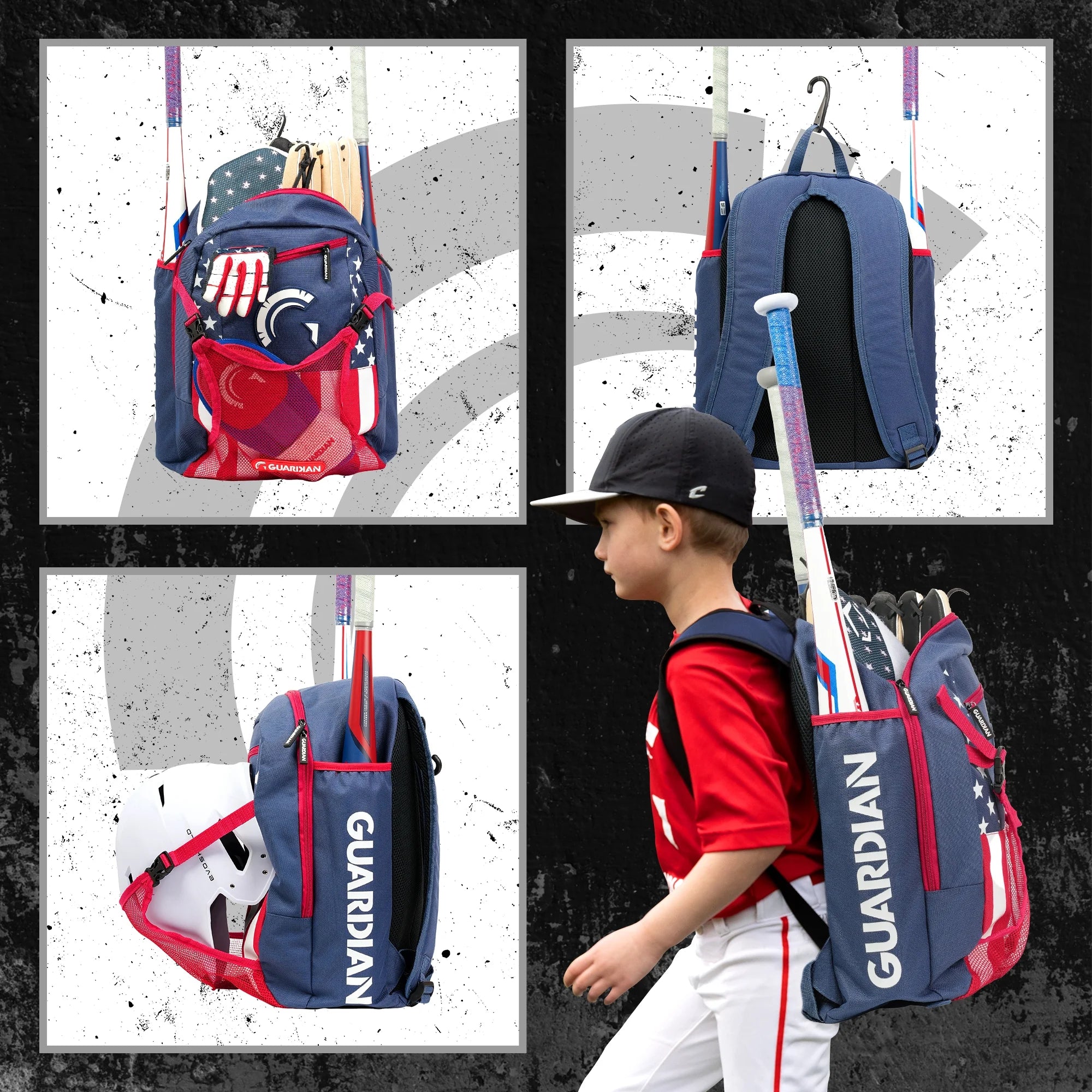 Backpack for Youth, Softball Bag for Girls, Durable Bat Bags Baseball Youth Boys and Girls, Tball Bag – Includes Hook to Hang on Fence - USA