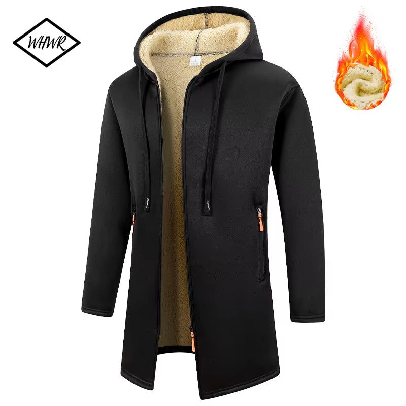 2025 Thicken Sweatwear Men'S Hoodies Long Sleeve Fleece Sweatshirts for Men Zipper Hooded Mens Oversize Winter Top Jacket Coat