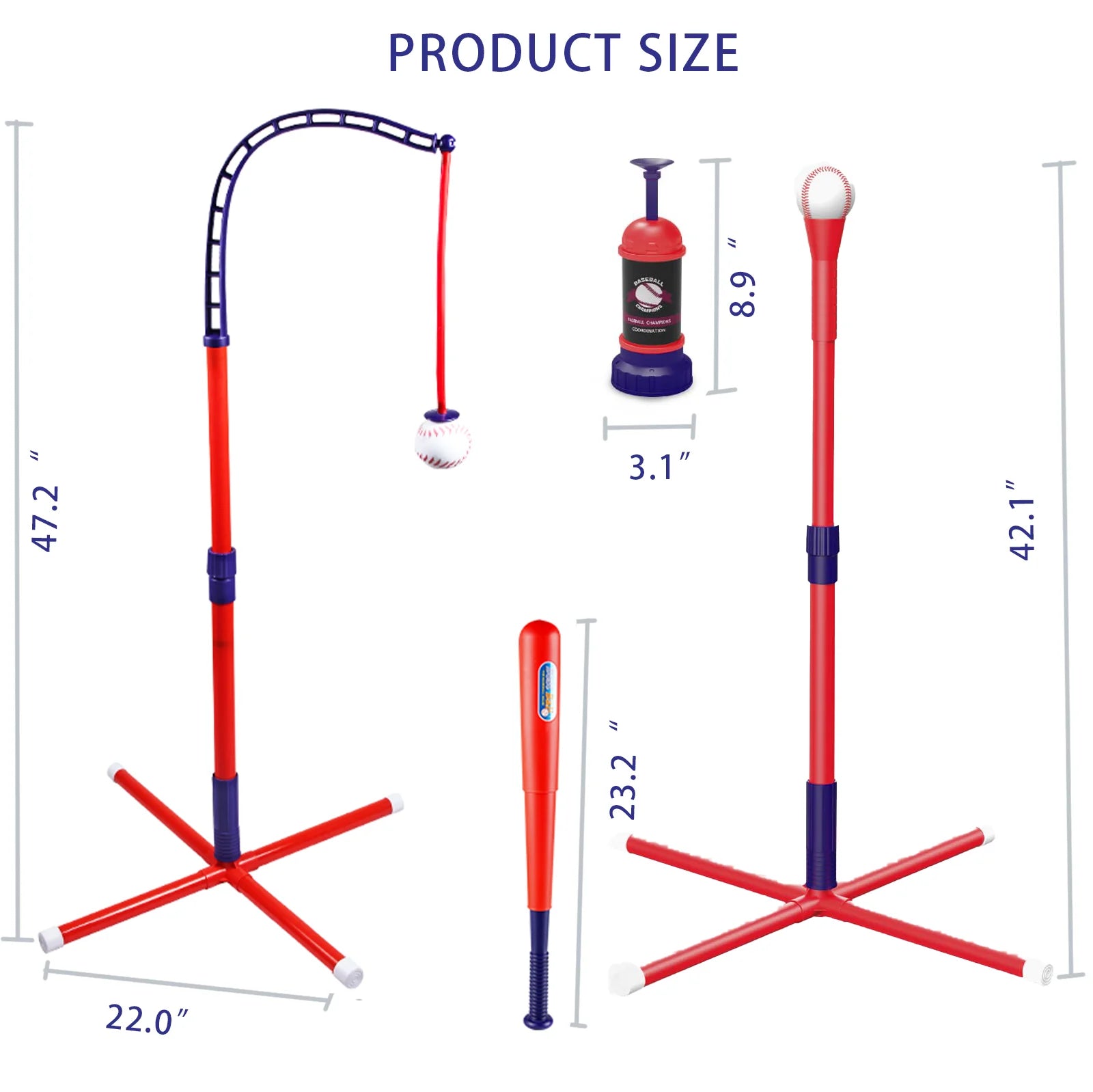 3 in 1 T Ball Set - Adjustable Height, Hanging Tee Ball Set with Automatic Pitching Machine/4 Balls/Retractable Bat, T Ball Stand Suit for Outdoor, Sport Toys Gifts for Kids Boys Age 3+