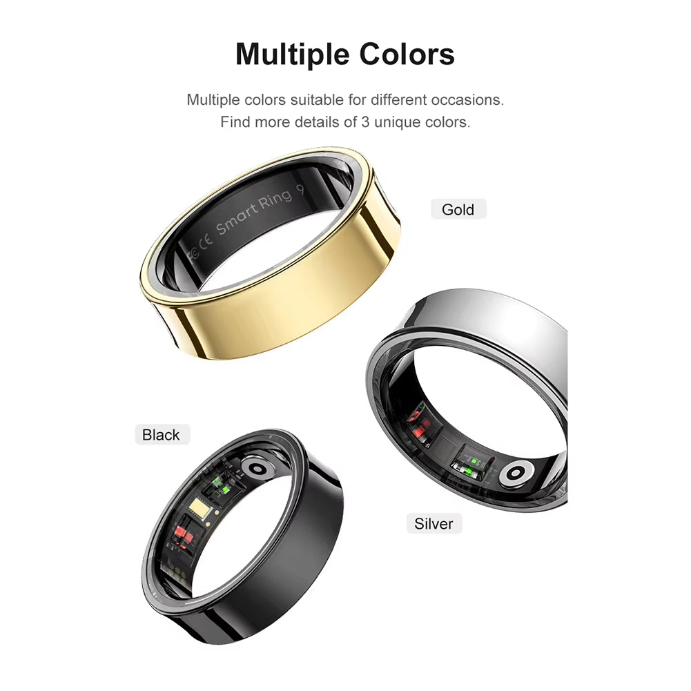 R09 Smart Ring Heart Rate Blood Oxygen Sleep Monitoring Sleep Ring with Charging Case Body Temperature Health and Sleep Monitor