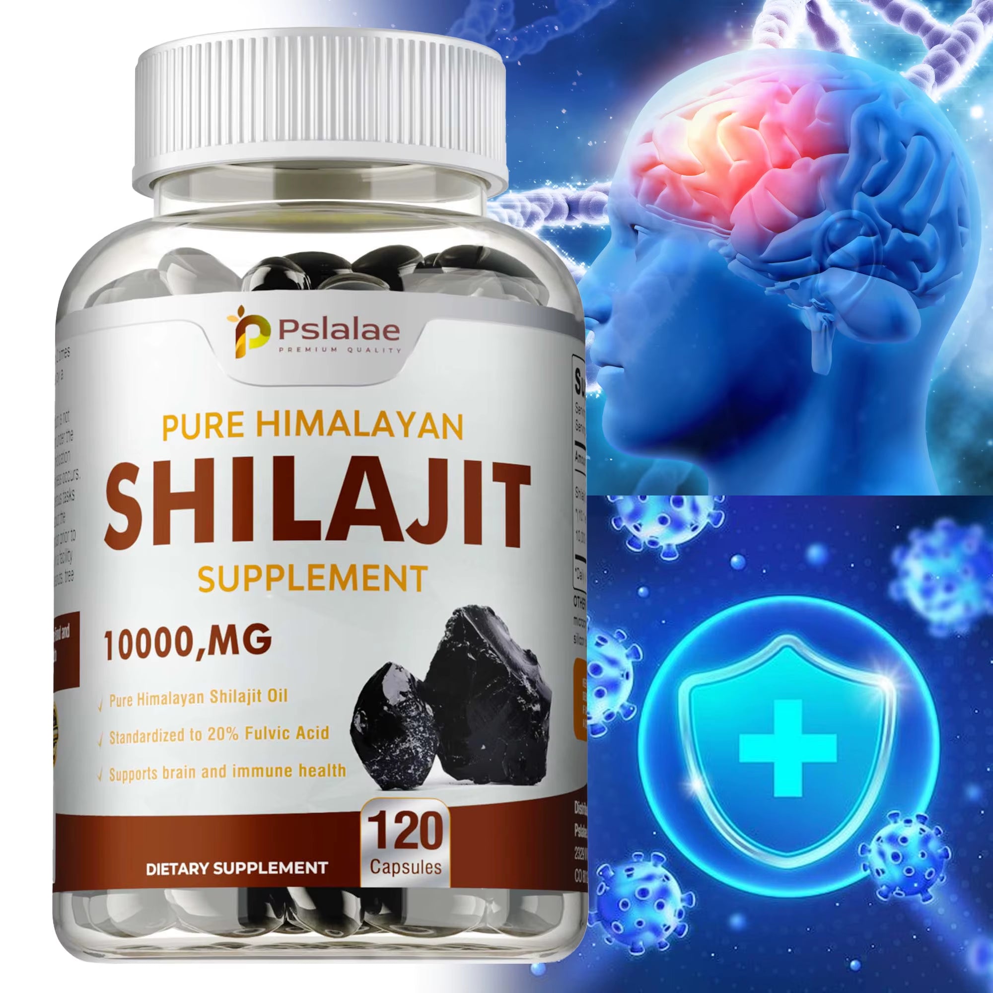 Shilajit Supplements - Enhance Nutrient Absorption and Promote Detoxification, Relieve Stress - 120 Capsules