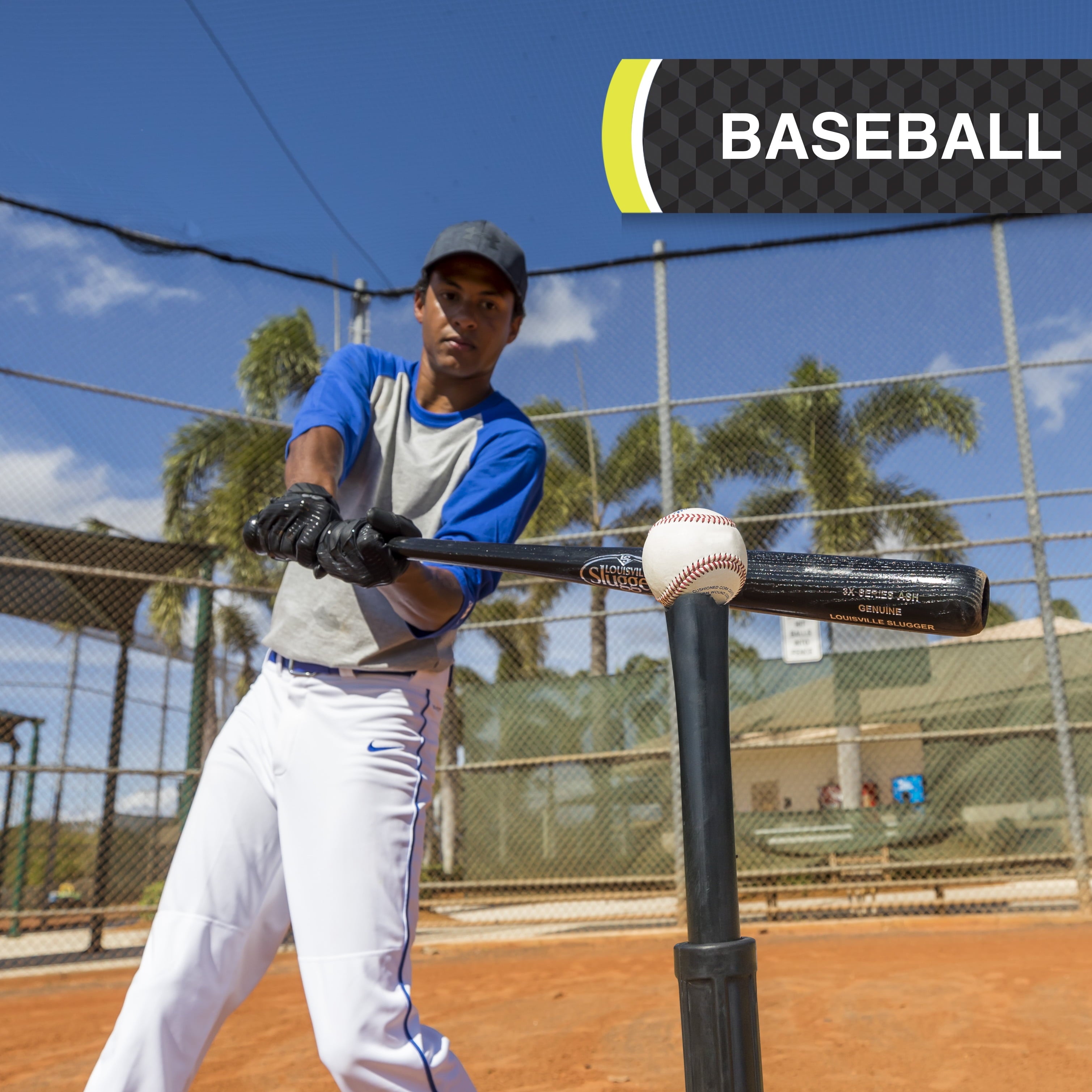 3 Position Baseball Batting Tee for Baseball, Fully Adjustable, Steel Tripod Base - Height Adjusts from 25 In. to 35 In. High - 17 In. Wide Base