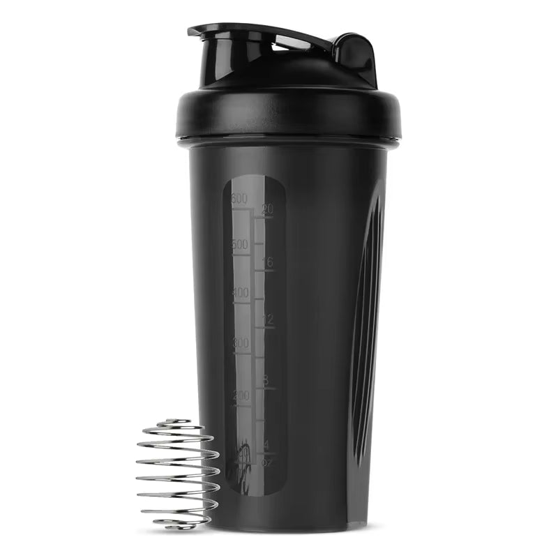 1Pc Portable Protein Shaker 600Ml Fitness Bottle with Wire Whisk Ball for Fitness Enthusiasts Athletes Perfect for Outdoor Gym