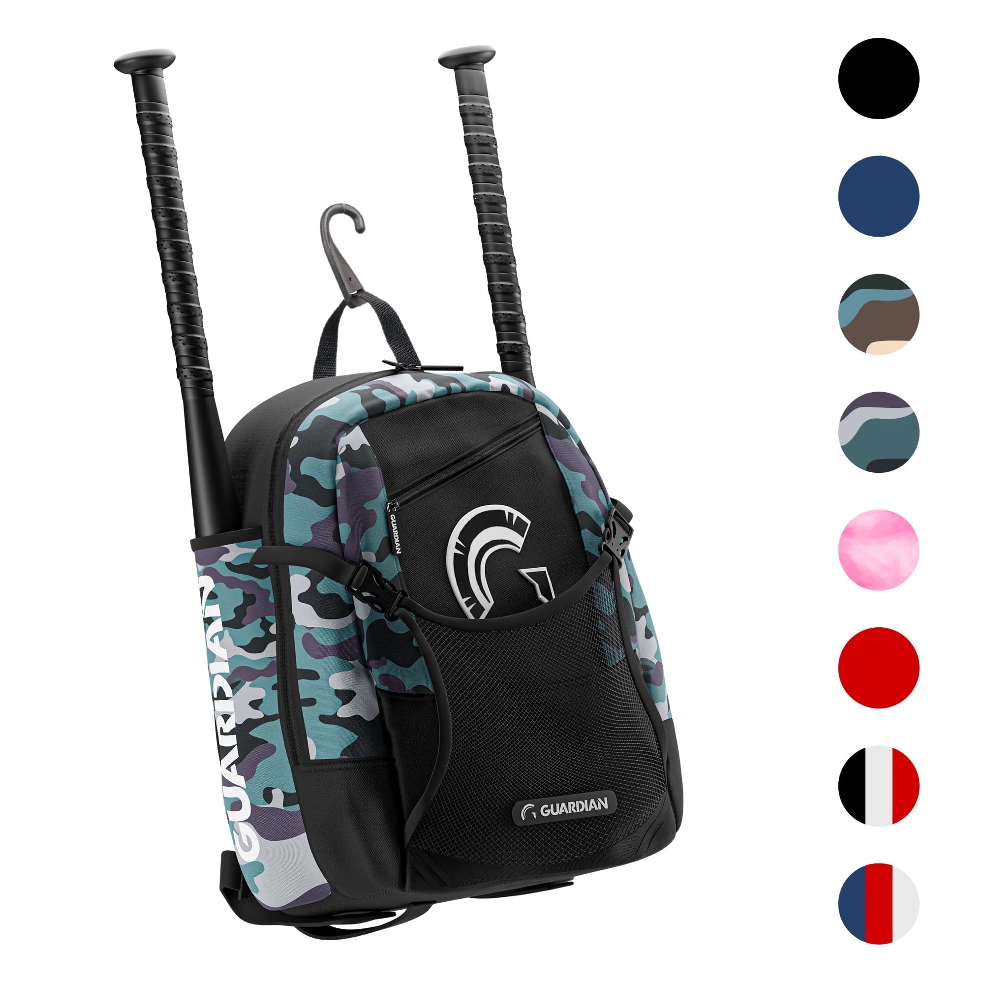Backpack for Youth, Softball Bag for Girls, Durable Bat Bags Baseball Youth Boys and Girls, Tball Bag – Includes Hook to Hang on Fence - Pastel Multi