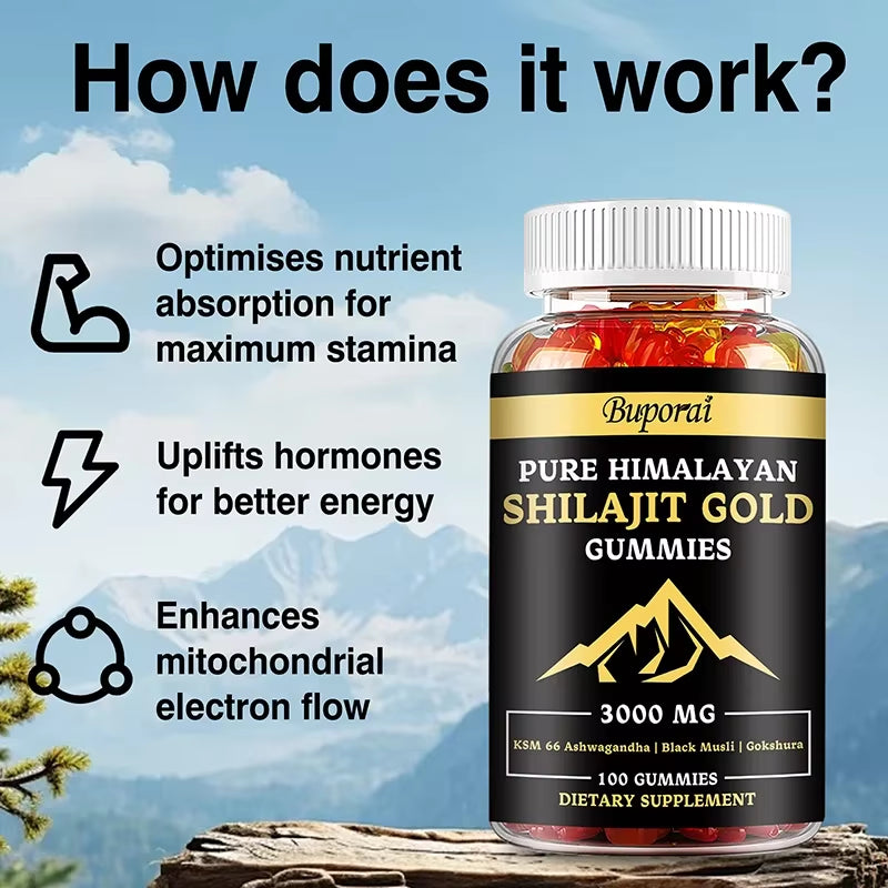 Shilajit Gummies - Improves Mood, Immunity, Skin and Digestive Health, Boosts Energy