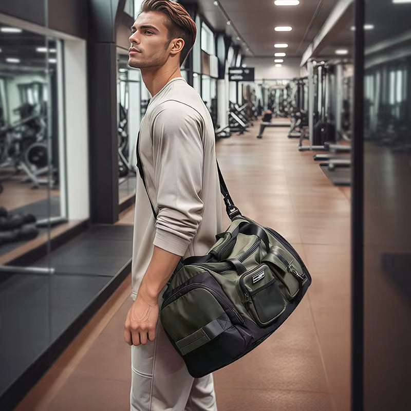 MOYYI Unisex Large Capacity Oxford Duffel Bag Outdoor National Carry on Backpack Men Zipper Sports Travel Bags Fitness Gym Bags