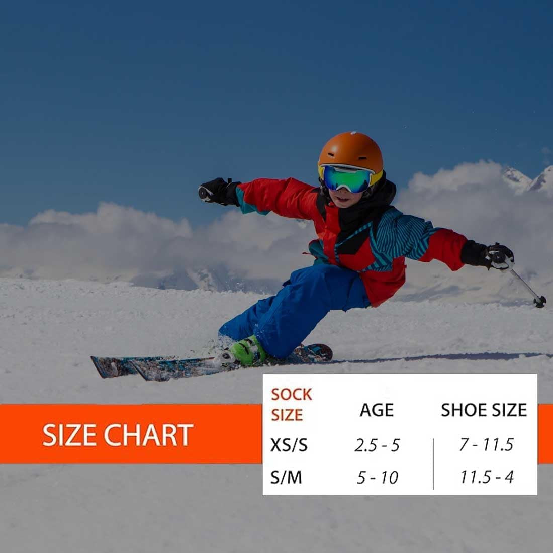 Kids Merino Wool Ski Socks – Snow Sock for Boys, Girls, Children – Snowboard