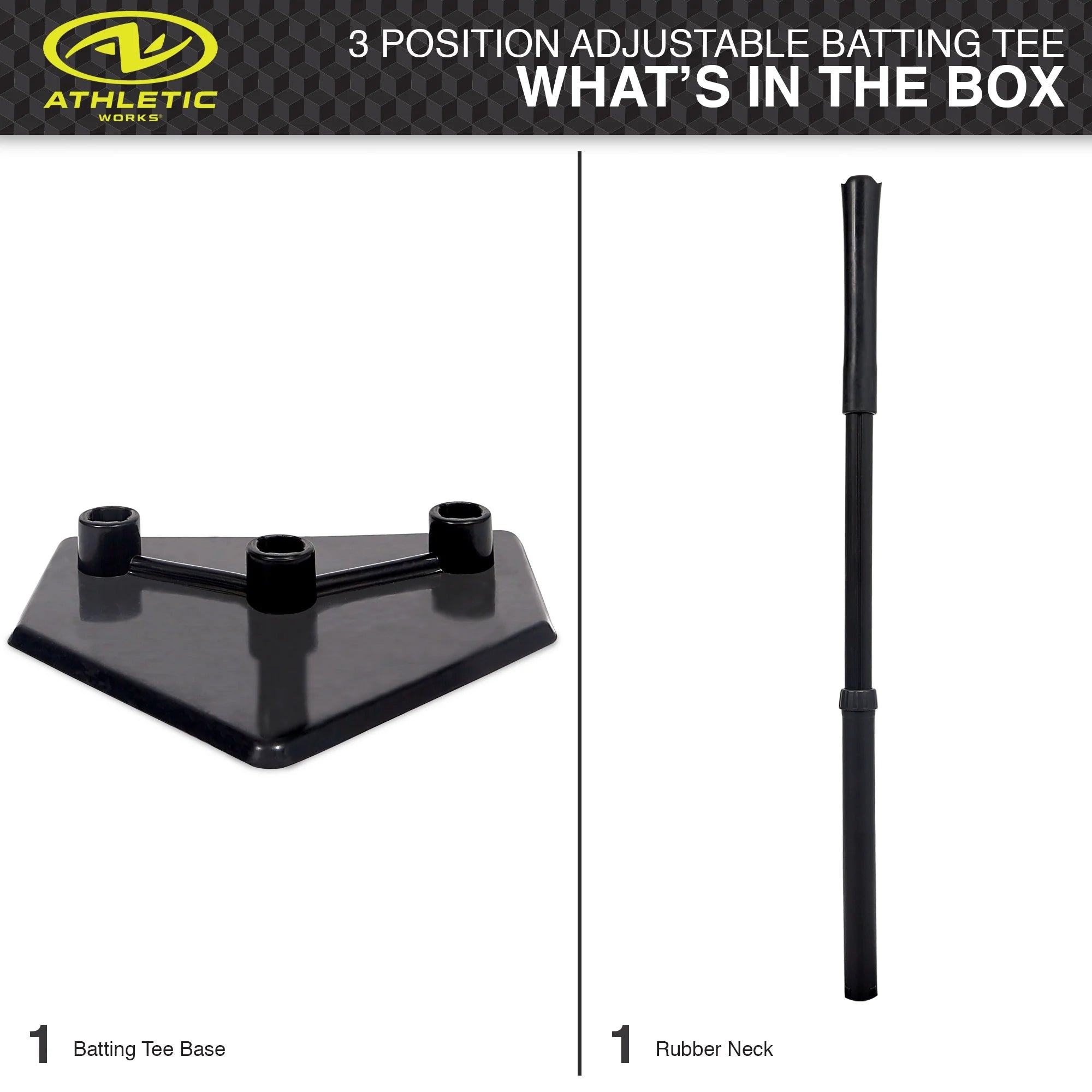 3 Position Baseball Batting Tee for Baseball, Fully Adjustable, Steel Tripod Base - Height Adjusts from 25 In. to 35 In. High - 17 In. Wide Base