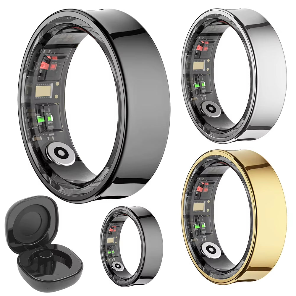 R09 Smart Ring Heart Rate Blood Oxygen Sleep Monitoring Sleep Ring with Charging Case Body Temperature Health and Sleep Monitor