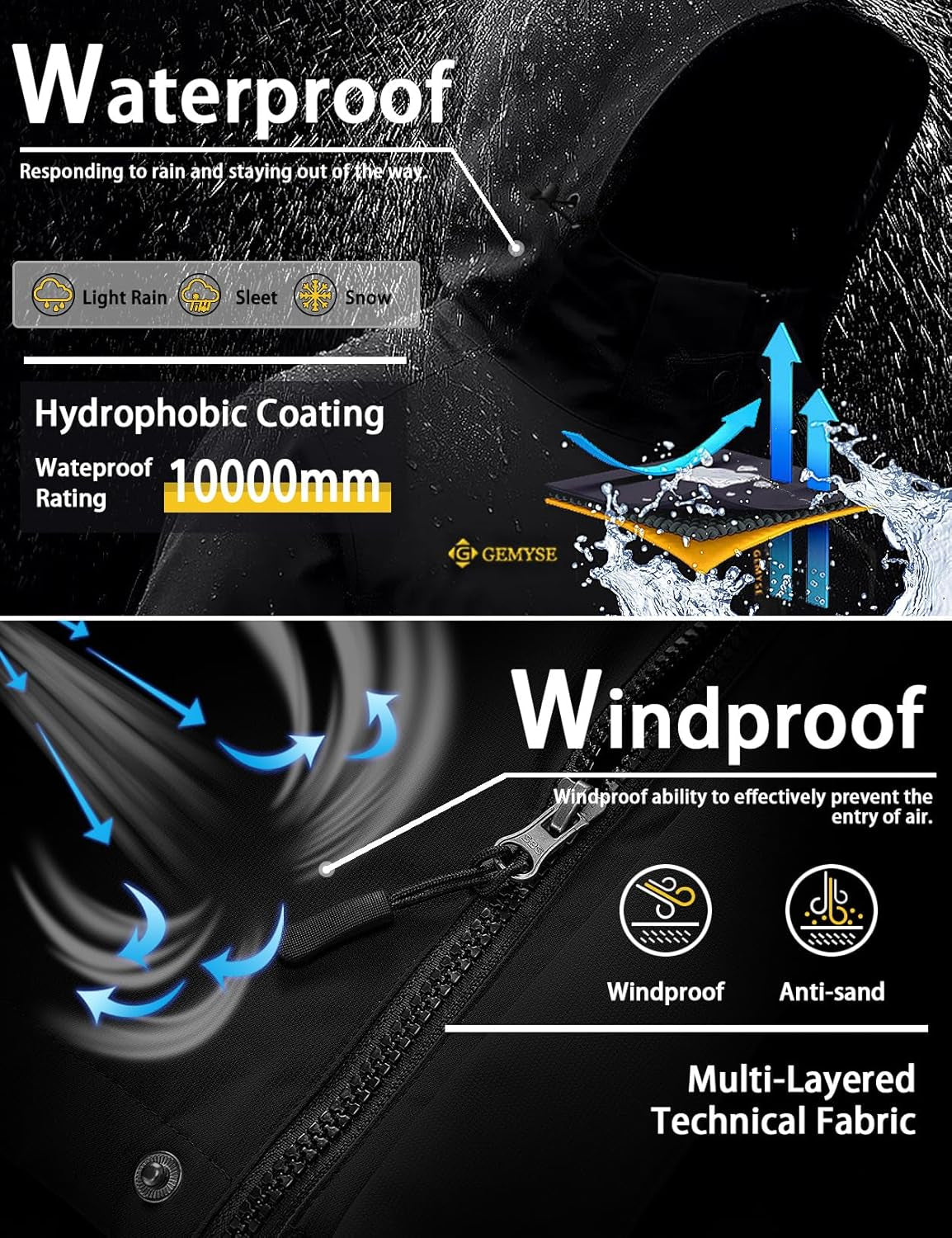 Women'S Ski Snow Jacket Warm Winter Waterproof Coat Snowboard Rain Jacket Hooded Windproof Windbreaker