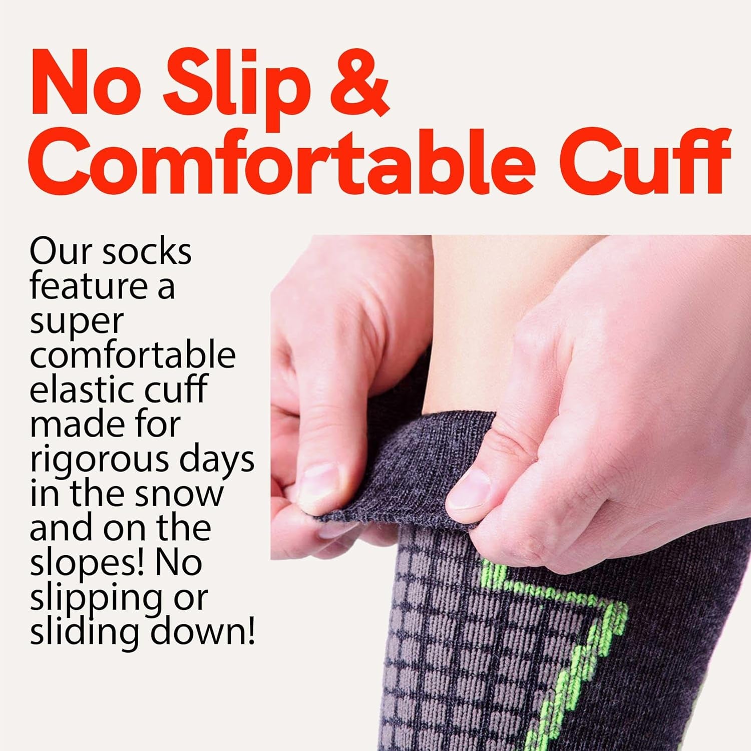 High Performance Wool Ski Socks - Thermal Warm Merino Wool OTC Sock, Men Women